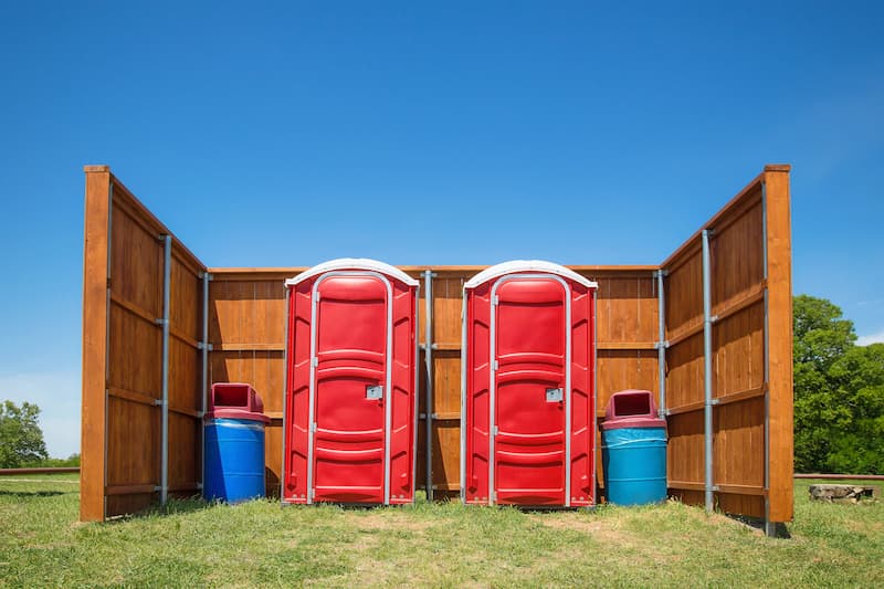 Short-term porta potty units staged for delivery in Junction City, Kansas